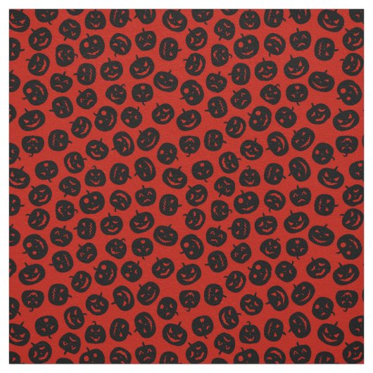 Red Pumpkin Happy Halloween Modern Stoff (Muster)