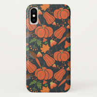 Red pumpkin seamless pattern and carrots