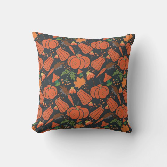 Red pumpkin seamless pattern and carrots kissen (Vorderseite)