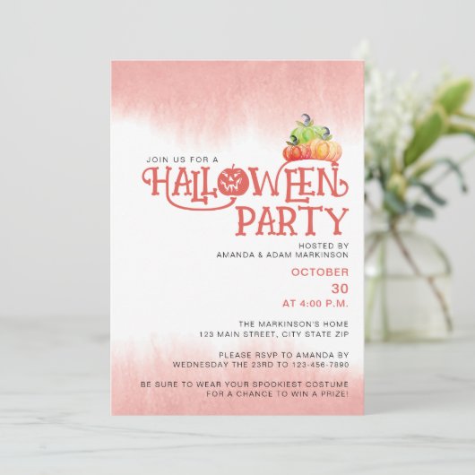 Red Pumpkin Spooky Halloween-Party Einladung (Stehend Vorderseite)