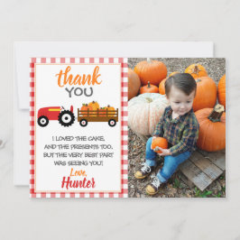 Red Pumpkin Tractor Danke Karte