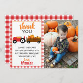 Red Pumpkin Tractor Danke Karte (Vorne/Hinten)