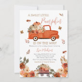 Red Pumpkin Truck Baby Dusche Herbstlaub Einladung (Vorderseite)