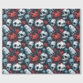 Red Pumpkins and Skulls Halloween Geschenkpapier (Flach)