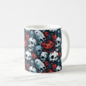 Red Pumpkins and Skulls Halloween Kaffeetasse (VorderseiteRechts)