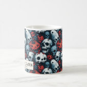 Red Pumpkins and Skulls Halloween Kaffeetasse (Mittel)