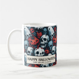 Red Pumpkins and Skulls Halloween Kaffeetasse
