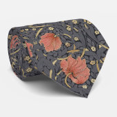 Red Puppies Pimpernel William Morris Dark Pattern Krawatte (Gerollt)