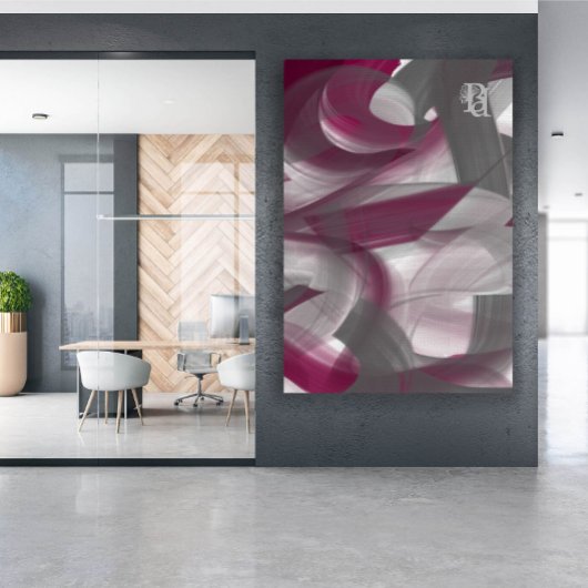 Red Purple Pink Raspberry Black White Gray Abstrac Leinwanddruck