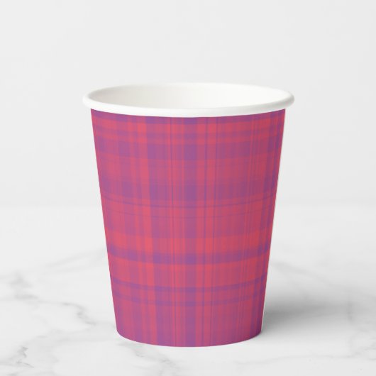 Red Purple Plaid Pattern Pappbecher (Rückseite)