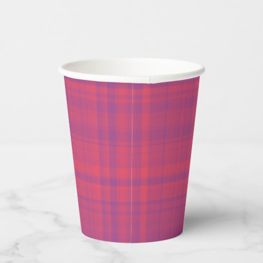 Red Purple Plaid Pattern Pappbecher (Rechts)