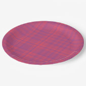 Red Purple Plaid Pattern Pappteller (Schrägansicht)