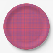 Red Purple Plaid Pattern Pappteller (Vorderseite)