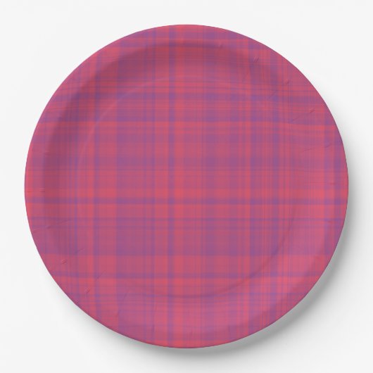 Red Purple Plaid Pattern Pappteller (Vorderseite)