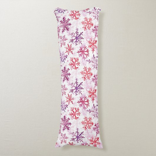 Red Purple Snowflakes Christmas Seitenschläferkissen (Vorderseite Vertikal)