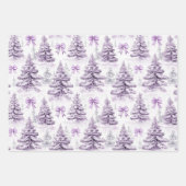 Red Purple Snowflakes Christmas Tree Stripes Geschenkpapier Set (Vorderseite 2)