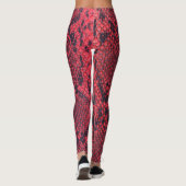 Red Python Snake Print Women's Leggings (Rückseite)