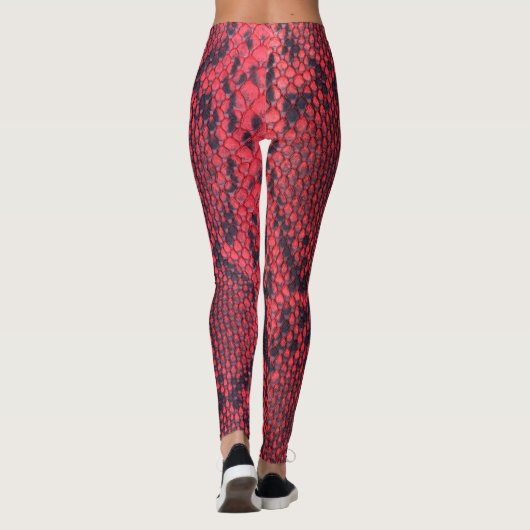 Red Python Snake Print Women's Leggings (Rückseite)