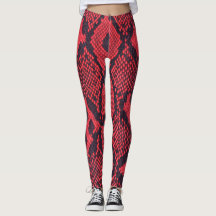 Red Python Snake Print Women's Leggings