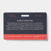 Red QR Code Foto ID Abzeichen | Unternehmensmitarb Ausweis (Rückseite)