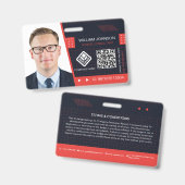 Red QR Code Foto ID Abzeichen | Unternehmensmitarb Ausweis (Vorder- & Rückseite)