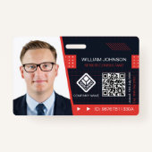 Red QR Code Foto ID Abzeichen | Unternehmensmitarb Ausweis (Vorderseite)