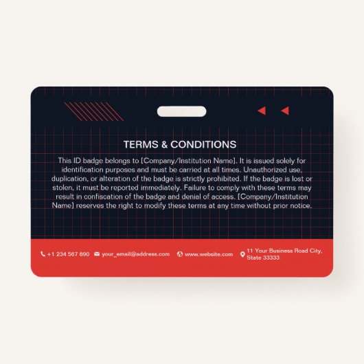 Red QR Code Foto ID Abzeichen | Unternehmensmitarb Ausweis (Rückseite)