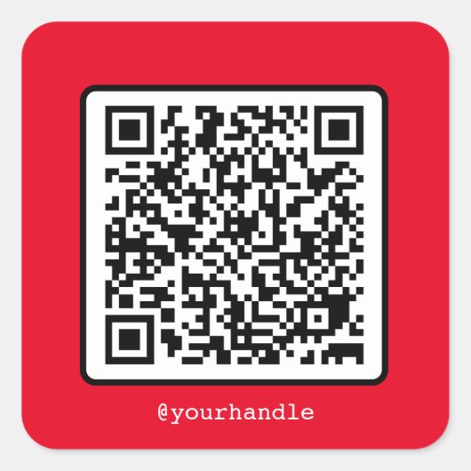 Red QR Code Simple Social Media Square Custom Quadratischer Aufkleber (Vorderseite)