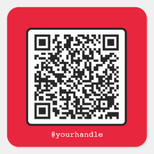Red QR Code Simple Social Media Square Custom Quadratischer Aufkleber
