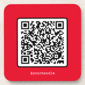 Red QR Code Social Media Custom Modern Getränkeuntersetzer (Vorderseite)