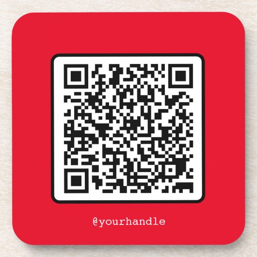 Red QR Code Social Media Custom Modern Getränkeuntersetzer (Vorderseite)