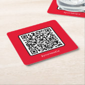Red QR Code Social Media Einfache moderne Custom Rechteckiger Pappuntersetzer (angewinkelt)