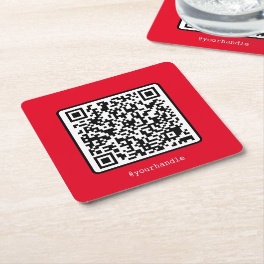 Red QR Code Social Media Einfache moderne Custom Rechteckiger Pappuntersetzer (angewinkelt)