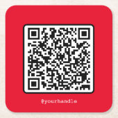 Red QR Code Social Media Einfache moderne Custom Rechteckiger Pappuntersetzer (Vorderseite)