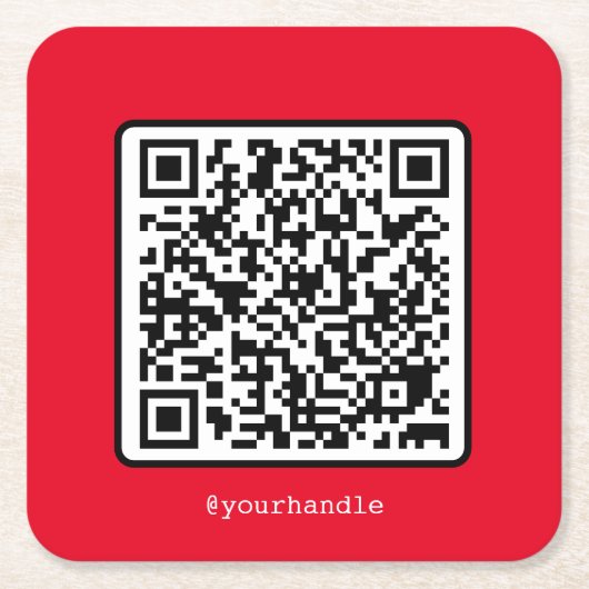 Red QR Code Social Media Einfache moderne Custom Rechteckiger Pappuntersetzer (Vorderseite)