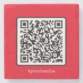 Red QR Code Social Media Einfache moderne Custom Steinuntersetzer (Vorderseite)