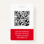 Red QR Coded V1 Mitarbeiter Abzeichen Ausweis (Rückseite)