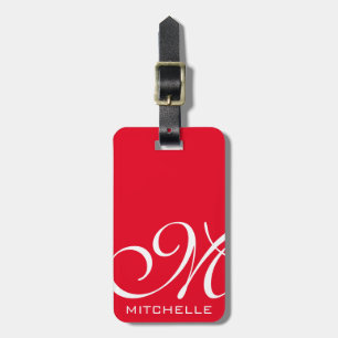 Red QR Script Mit Monogramm Luggage Tag Gepäckanhänger