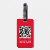 Red QR Script Mit Monogramm Luggage Tag Gepäckanhänger (Rückseite vertikal)
