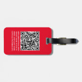 Red QR Script Mit Monogramm Luggage Tag Gepäckanhänger (Rückseite horizontal)