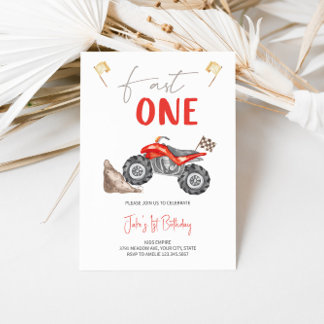 Red Quad Bike 'Fast One' Einladung zum Geburtstag