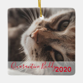 Red Quarantine Buddy Merry Pawsmas Cat Christmas Keramikornament
