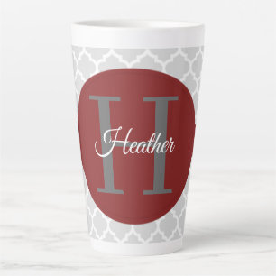 Red Quatrefoil Personalisierte Latte Tasse