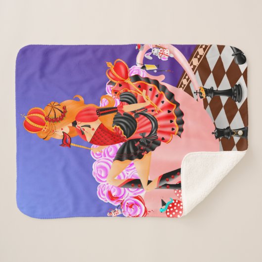 Red Queen on Chess Board - Wunderland Kunst Sherpadecke (Vorderseite (Horizontal))