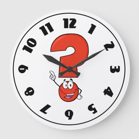 Red Question Mark Clock Große Wanduhr (Vorderseite)