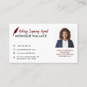 RED QUILLE PEN Berufliches Foto Notare Services Visitenkarte (Vorderseite)