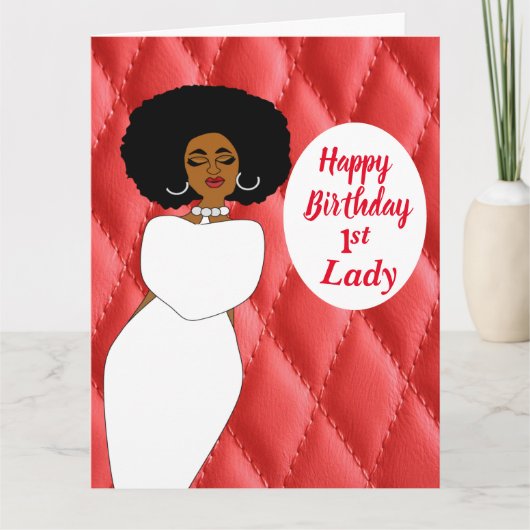 Red Quilted African American 1st Lady Birthday Karte (Vorderseite)