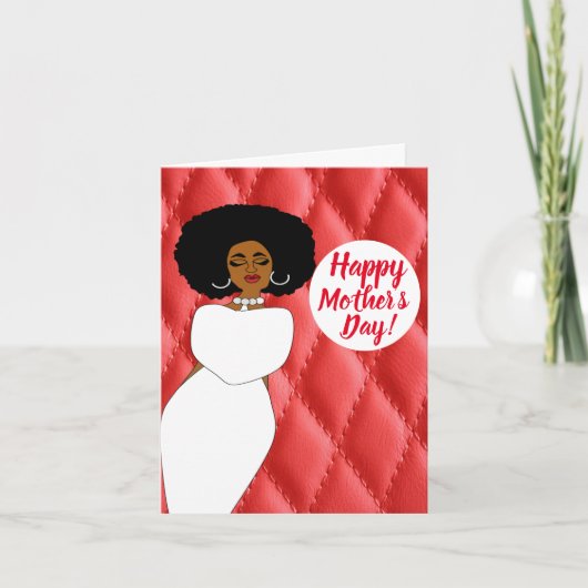 Red Quilted African American Karte (Vorderseite)
