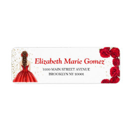 Red Quinceañera Custom Return Address Label