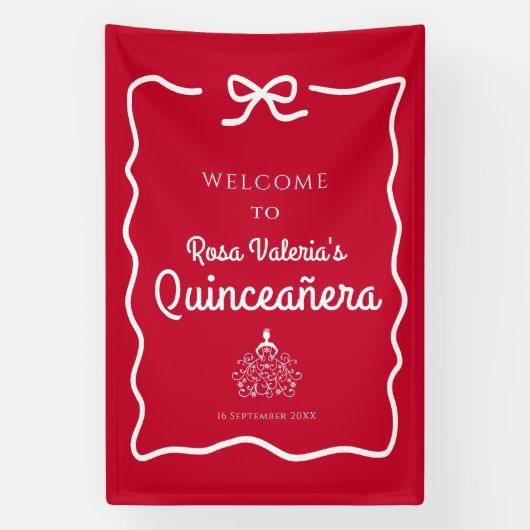 Red Quinceañera Willkommen Banner (Vertikal)